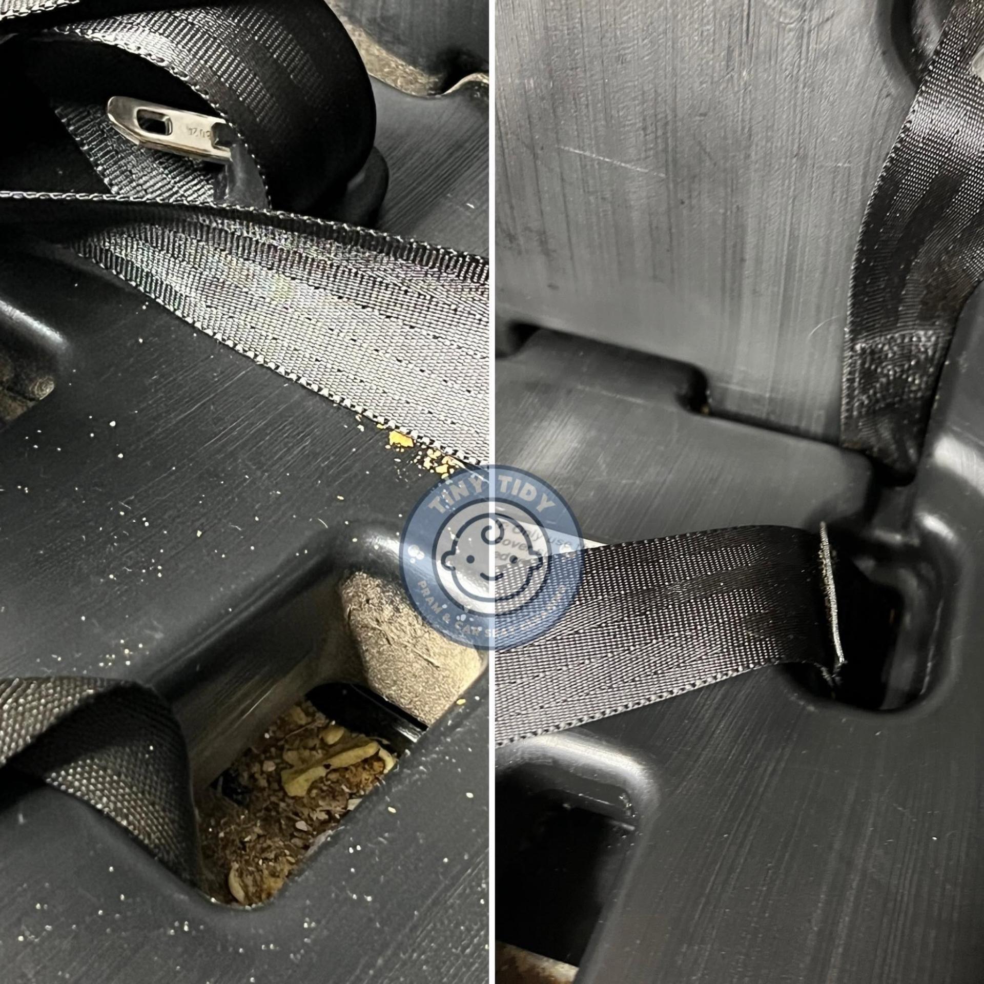 Tiny Tidy before and after: Harness slot & crevice detail